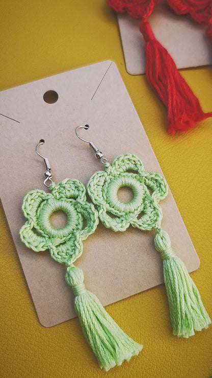 Spring Flower Crochet Earrings