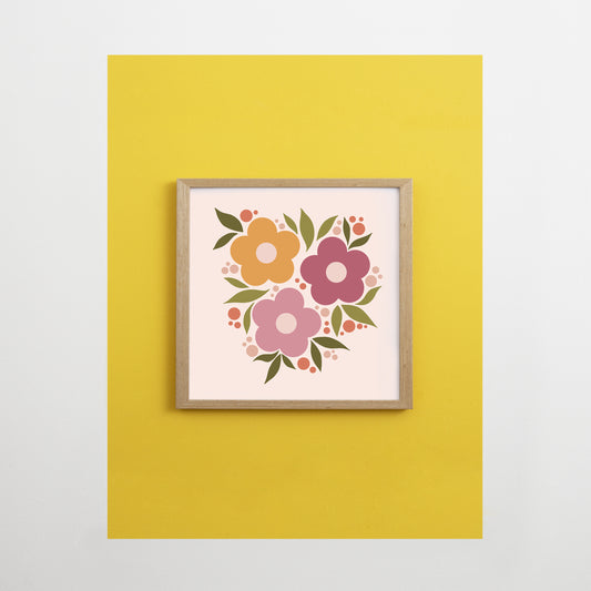 Retro Flowers Print